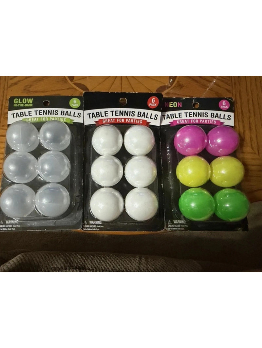 Ping pong balls - neon, glow in the dark, plain white
